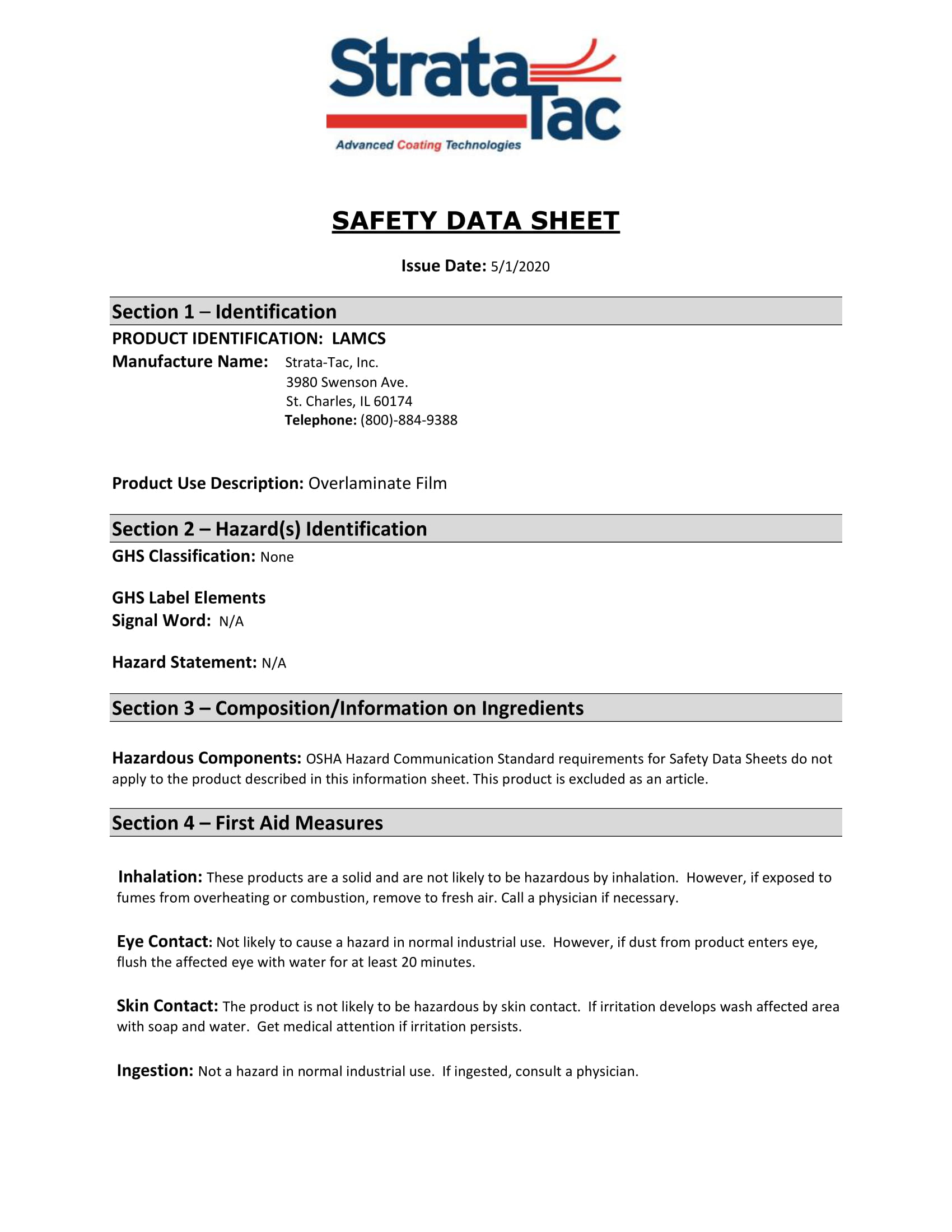 LAMS Safey Data Sheet
